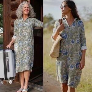 RipSkirt LA BOHEME OLIVE long midi travel dress gauzy cotton S